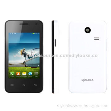 MYSAGA C4 White GSM Phone, GPS + AGPS, Android 4.1.2, MTK6572 1.0GHz Dual Core, 3.5" HVGA Capacitive
